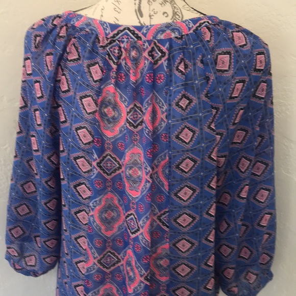 OLD NAVY Blue Paisley Periwinkle Neon Pink Size Medium - Picture 7 of 16